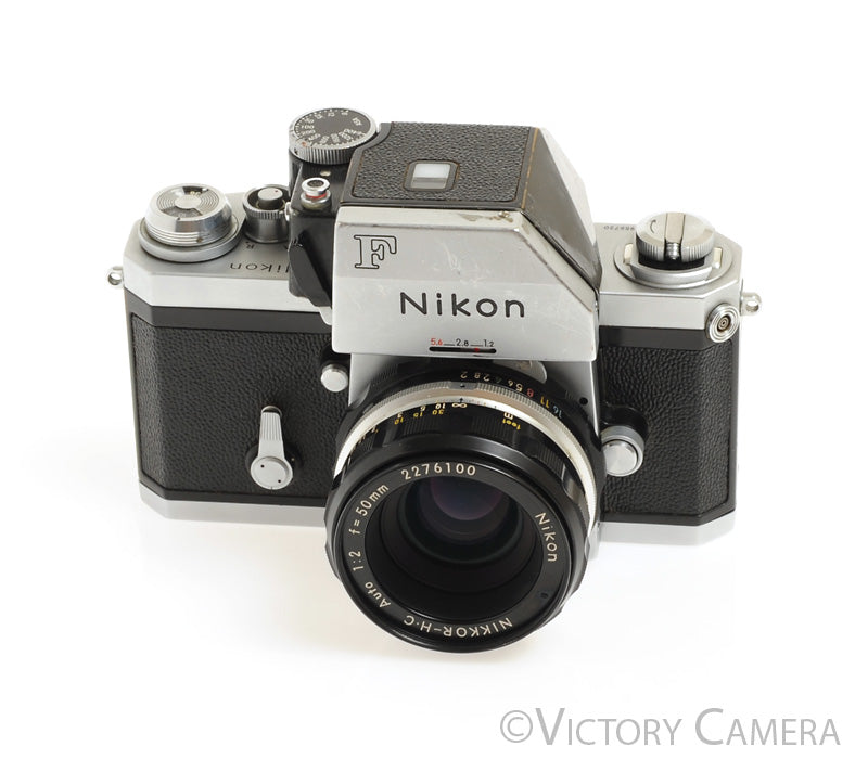 Nikon F Chrome 35mm Camera Body 50mm f2 Lens + Prism -New Seals-  [GOOD] - Victory Camera