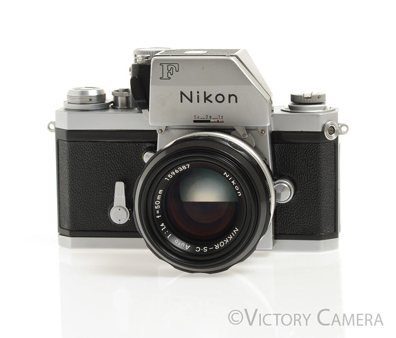 Nikon F Chrome 35mm Camera Body w/ Photomic Prism &amp; 50mm f1.4 Lens [EXC] - Victory Camera