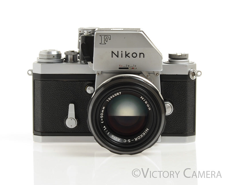 Nikon F Chrome 35mm Camera Body w/ Photomic Prism &amp; 50mm f1.4 Lens [EXC] - Victory Camera