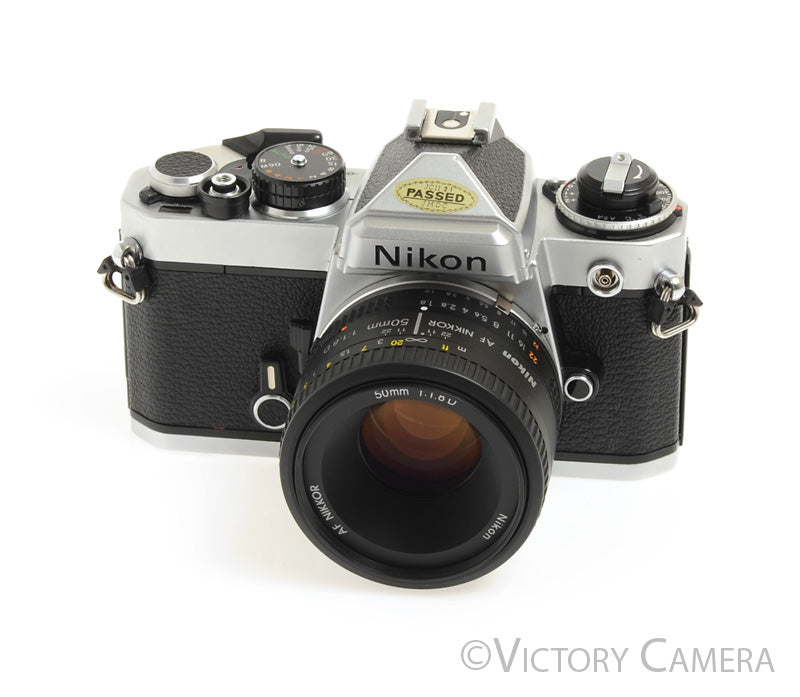 Nikon FE Chrome 35mm Film Camera 50mm F1.8 Lens -New Seals- [EXC] - Victory Camera