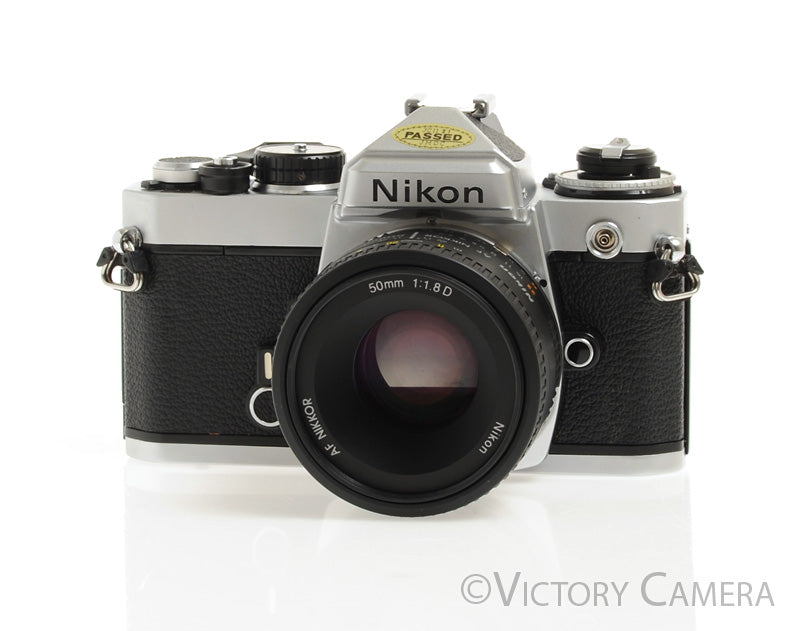 Nikon FE Chrome 35mm Film Camera 50mm F1.8 Lens -New Seals- [EXC] - Victory Camera