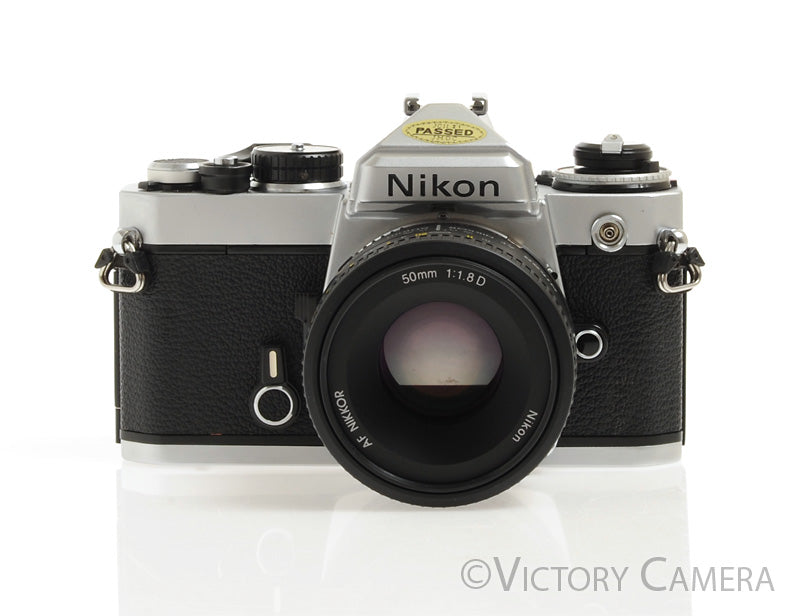 Nikon FE Chrome 35mm Film Camera 50mm F1.8 Lens -New Seals- [EXC] - Victory Camera