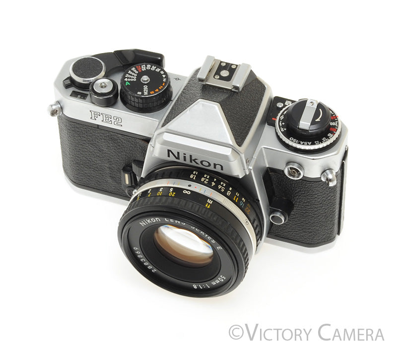 Nikon FE-2 FE2 Chrome 35mm Camera with 50mm f1.8 AI-s Lens -New Seals- [EXC] - Victory Camera