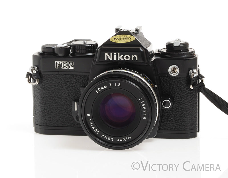 Nikon FE-2 FE2 Black 35mm Camera with 50mm f1.8 AI-s Lens -Clean, New Seals- - Victory Camera