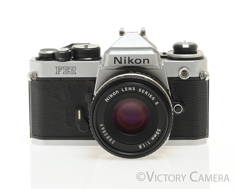 Nikon FE-2 FE2 Chrome 35mm Camera with 50mm f1.8 AI-s Lens -New Seals- [EXC] - Victory Camera