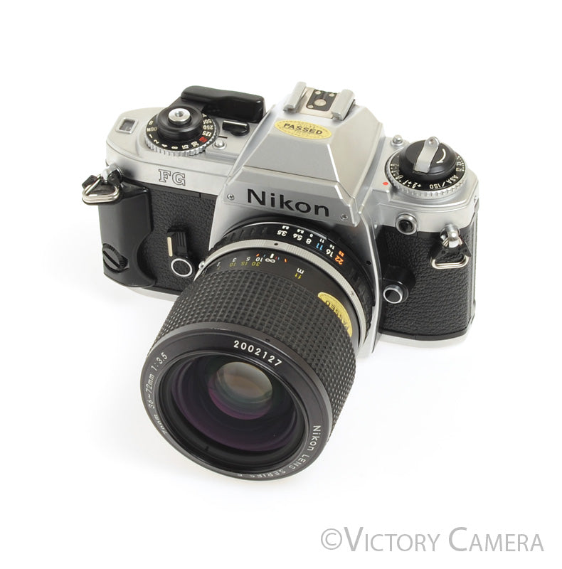 Nikon FG Chrome 35mm Film Camera w/ Nikkor 36-72mm Lens -New Seals- [EXC]