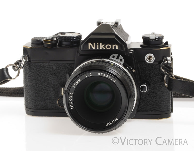 Nikon FM Black 35mm Film Camera w/ 50mm f2 AI Lens -New Seals- - Victory Camera