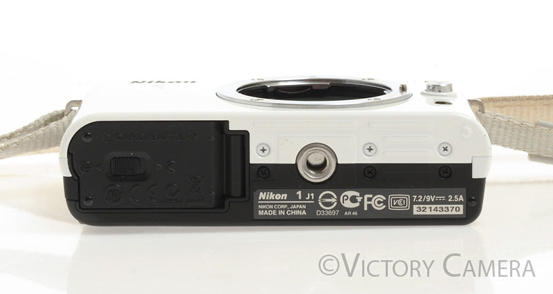 Nikon 1 J1 White Mirrorless 10.1MP Digital Camera Body -Clean- - Victory Camera