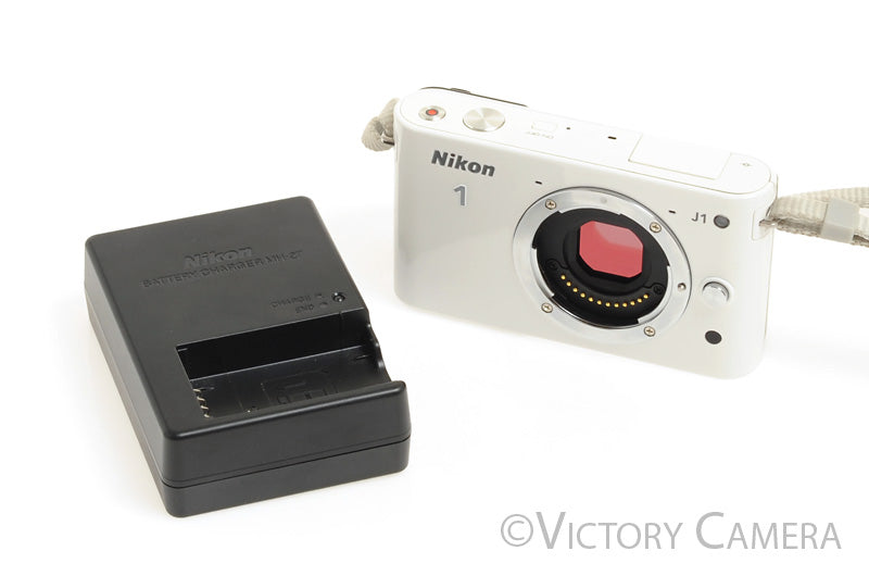 Nikon 1 J1 White Mirrorless 10.1MP Digital Camera Body -Clean- - Victory Camera