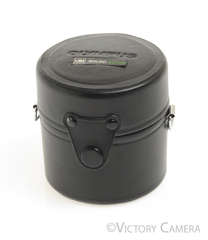 Olympus Genuine OM 50 f3.5 Macro Hard Leather Lens Case [EXC] - Victory Camera