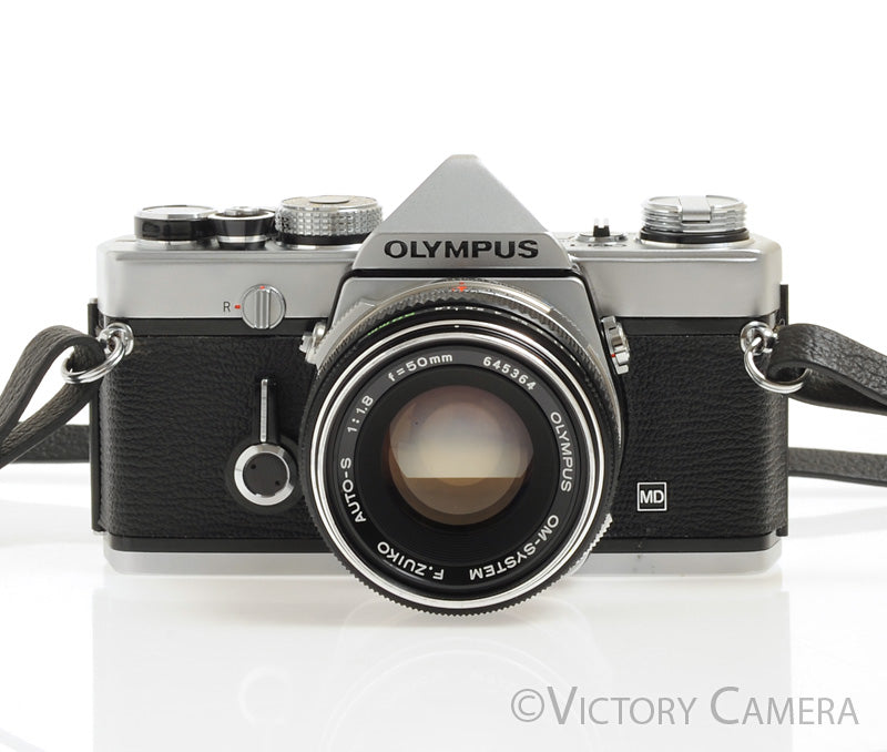 Olympus OM-1 MD Chrome Film Camera Body w/ 50mm f1.8 Lens -New Seals- [EXC+] - Victory Camera