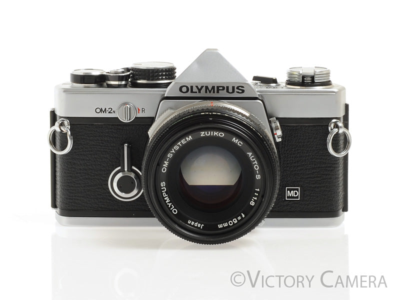 Olympus OM-2N OM2N Chrome 35mm SLR Film Camera w/ 50mm F1.8 Lens [EXC] - Victory Camera