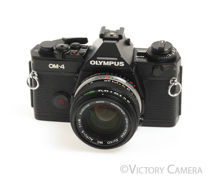 Olympus OM-4 OM4 Black 35mm Film Camera w/ 50mm f1.8 Lens  [EXC]