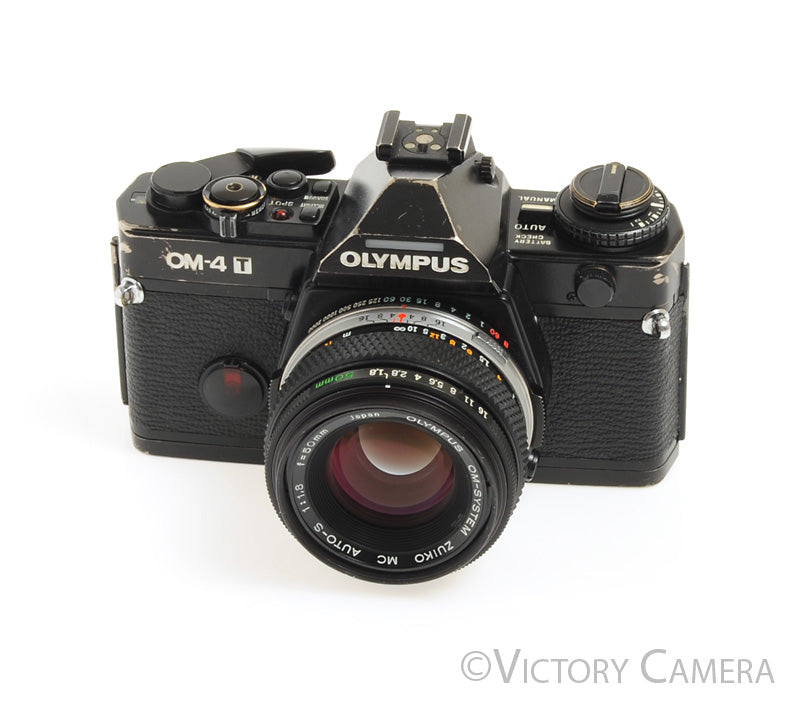 Olympus OM-4T Titanium 35mm Film Camera w/ 50mm f1.8 Lens -New Seals- [EXC-]