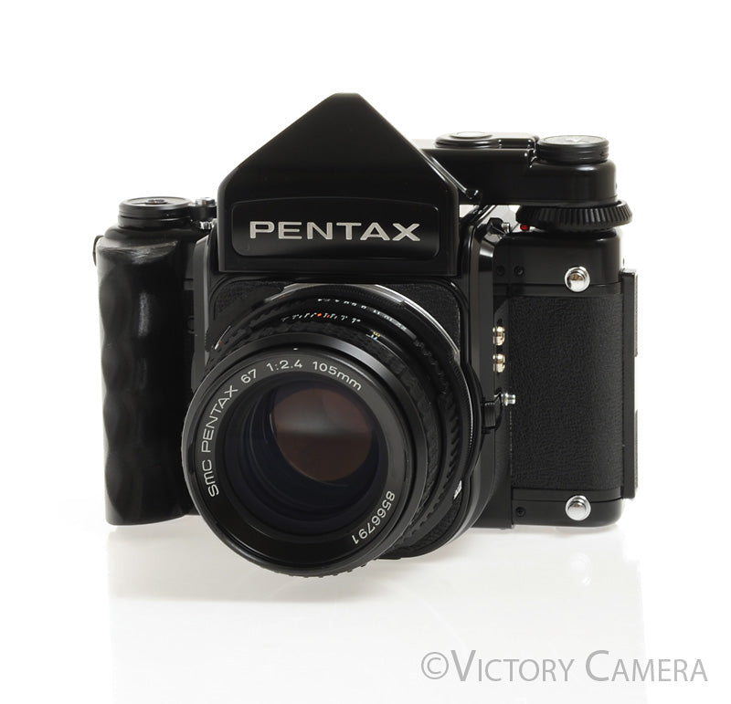 Pentax 6x7 67 MLU Camera w/ Metered Prism, 105mm f2.4 Lens -New Seals- [EXC+]