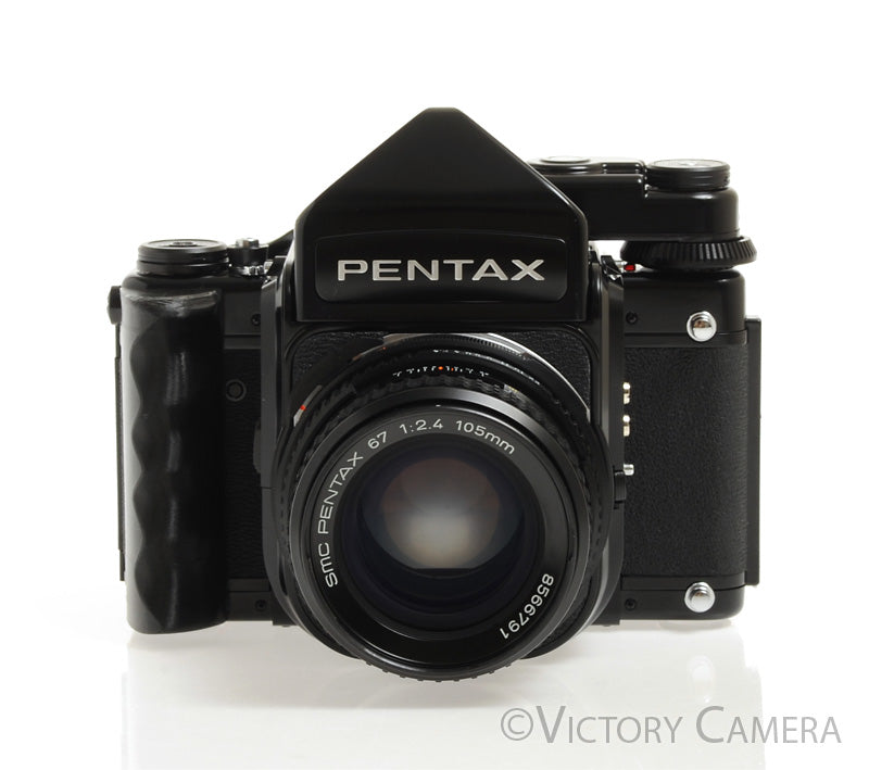 Pentax 6x7 67 MLU Camera w/ Metered Prism, 105mm f2.4 Lens -New Seals- [EXC+]