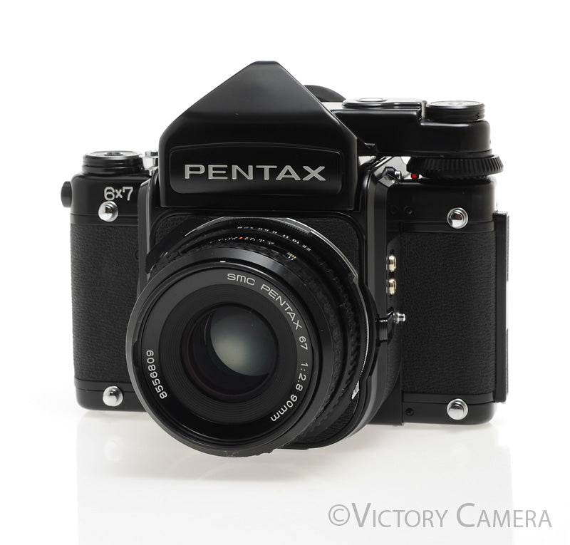 Pentax 6x7 67 MLU Camera w/ Metered Prism, 90mm f2.8 Lens -New Seals- [EXC+]