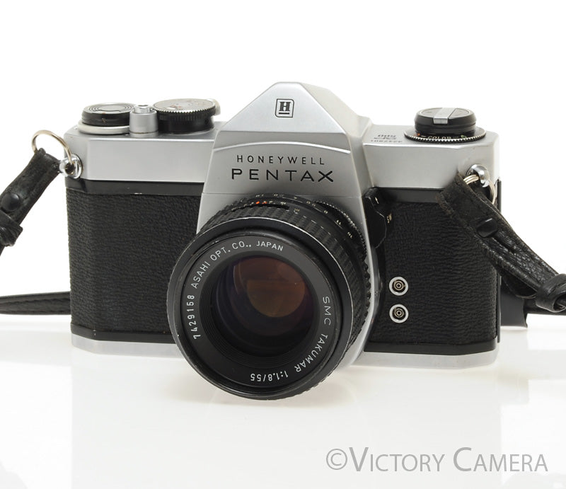 Pentax Spotmatic SP 500 Chrome 35mm Camera 55mm f1.8 Lens -No Meter- [EXC]