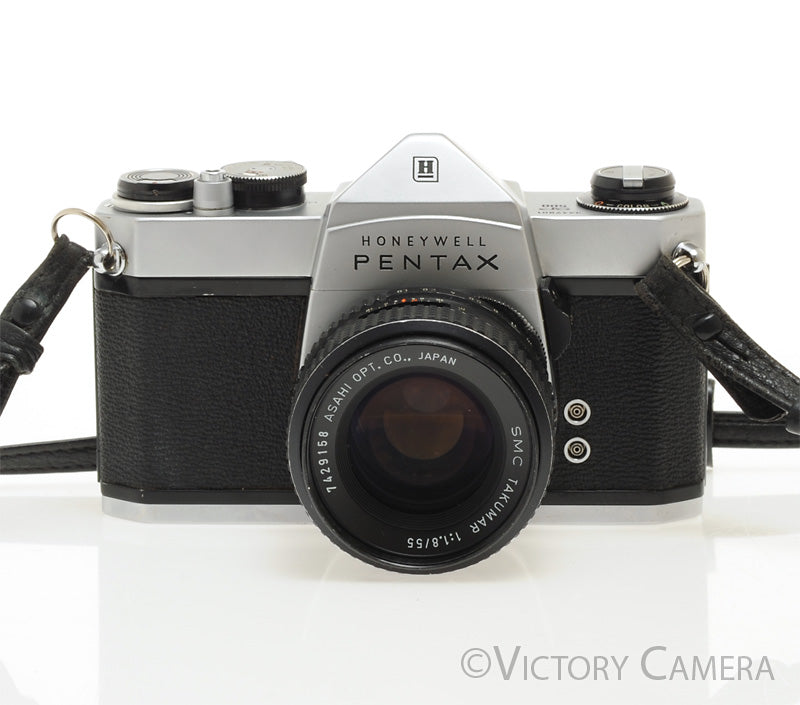 Pentax Spotmatic SP 500 Chrome 35mm Camera 55mm f1.8 Lens -No Meter- [EXC]