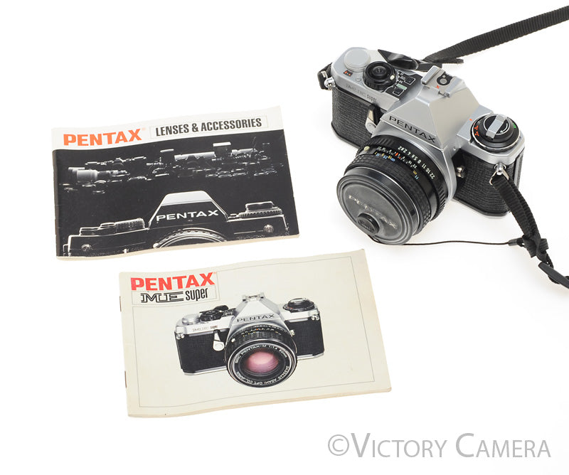 Pentax ME Super Chrome 35mm SLR Camera w/ 50mm f2 Lens -New Seals- [MINT-]