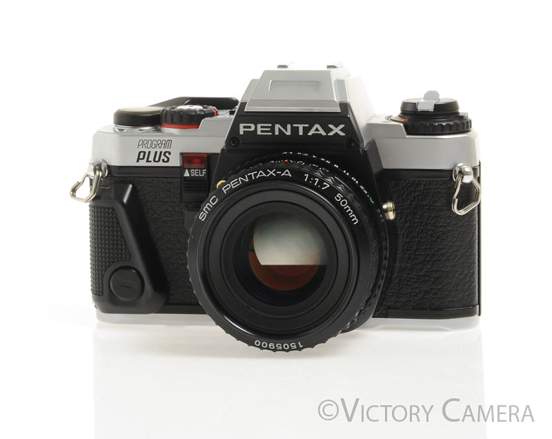 Pentax Program Plus outlet 35mm Film Camera 50mm Lens with Kodak 828 Flash