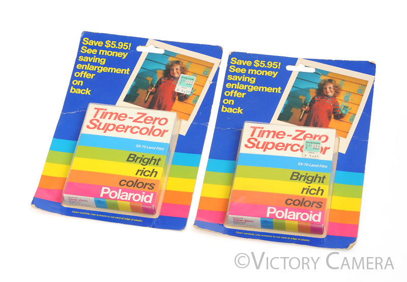 2x Polaroid Time-Zero Supercolor SX70 Instant Film (10 Shots Each) (Exp. 1990) - Victory Camera