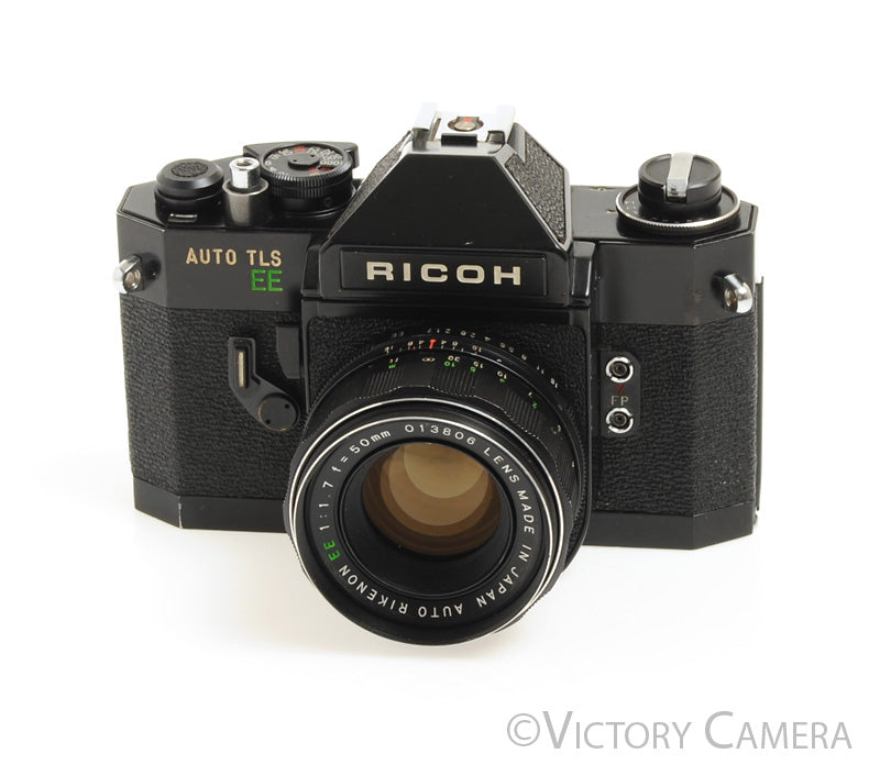 Ricoh Auto TLS EE Black 35mm SLR Film Camera w/ 50mm f1.7 Lens -No Meter- [EXC-] - Victory Camera