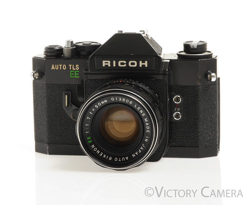 Ricoh Auto TLS EE Black 35mm SLR Film Camera w/ 50mm f1.7 Lens -No Meter- [EXC-] - Victory Camera