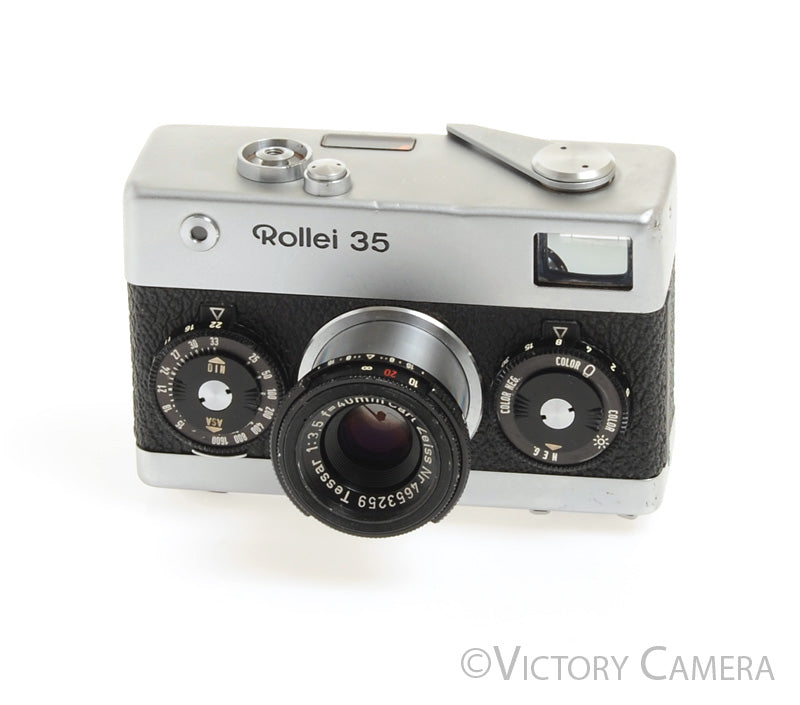 Rollei 35 40mm f3.5 Zeiss Tessar Chrome Camera -No Meter-  [Good] - Victory Camera