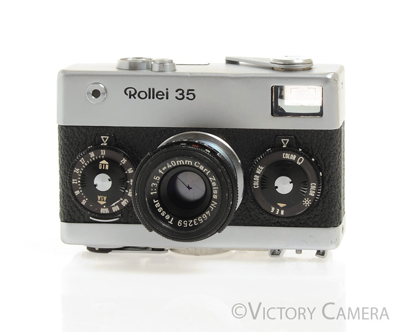 Rollei 35 40mm f3.5 Zeiss Tessar Chrome Camera -No Meter-  [Good] - Victory Camera