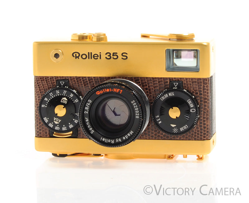 Rollei 35 S Gold 24 Karat (Plated) Camera w/ 40mm f2.8 Sonnar Lens -Mint in Box- - Victory Camera
