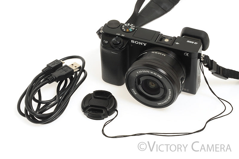 Sony a6000 24.3MP Black Mirrorless Camera Body w/ 16-50mm Lens [EXC+]