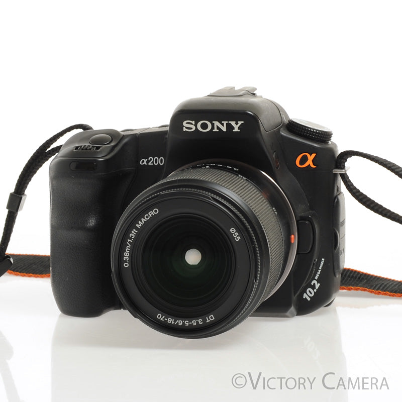 Sony Alpha A200 10.2MP Digital SLR Camera Body w/ 18-55mm Zoom Lens [EXC] - Victory Camera