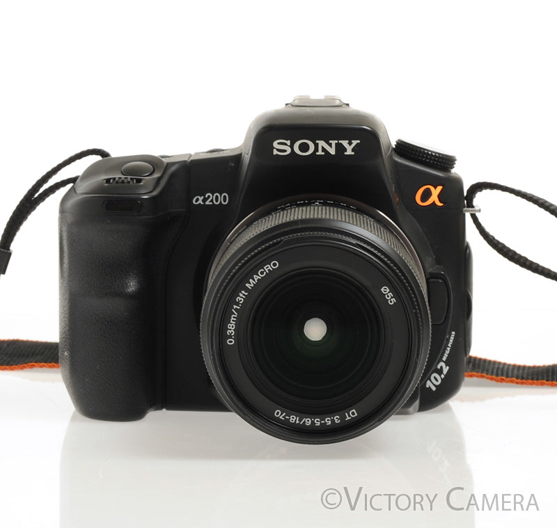 Sony Alpha A200 10.2MP Digital SLR Camera Body w/ 18-55mm Zoom Lens [EXC] - Victory Camera