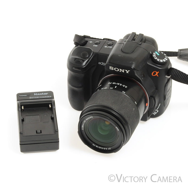 Sony Alpha A200 10.2MP Digital SLR Camera Body w/ 18-55mm Zoom Lens [EXC] - Victory Camera