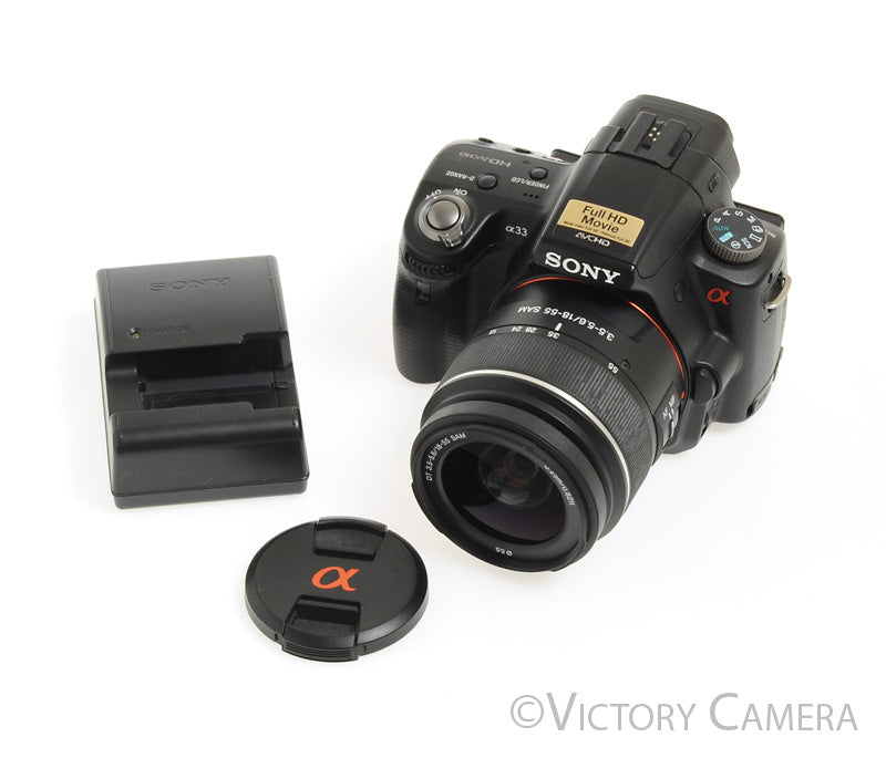 Sony A33 14.2MP Digital SLR Camera w/ 18-55mm Zoom Lens [EXC] - Victory Camera