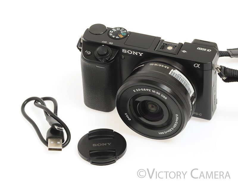 Sony a6000 24.3MP Black Mirrorless Camera Body w/ 16-50mm Lens [EXC+]