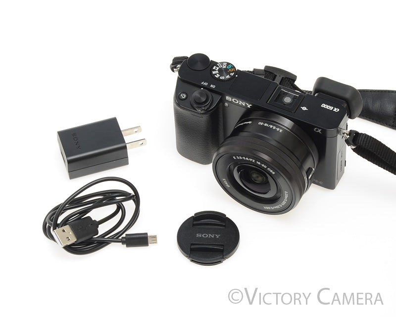 Sony a6000 24.3MP Black Mirrorless Camera Body w/ 16-50mm Lens [EXC]