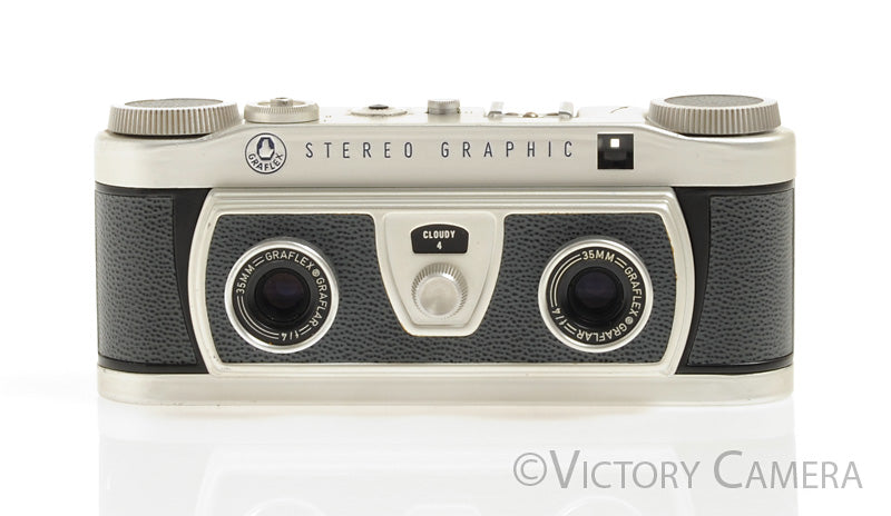 Vintage Graflex Stereo Graphic 35mm 3D Film Camera w/ Case  [EXC] - Victory Camera