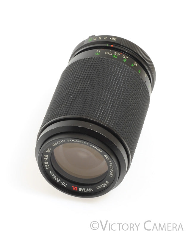 Vivitar DL 75-205mm f3.8-4.8 MC Macro Telephoto Lens for Minolta [EX+] - Victory Camera