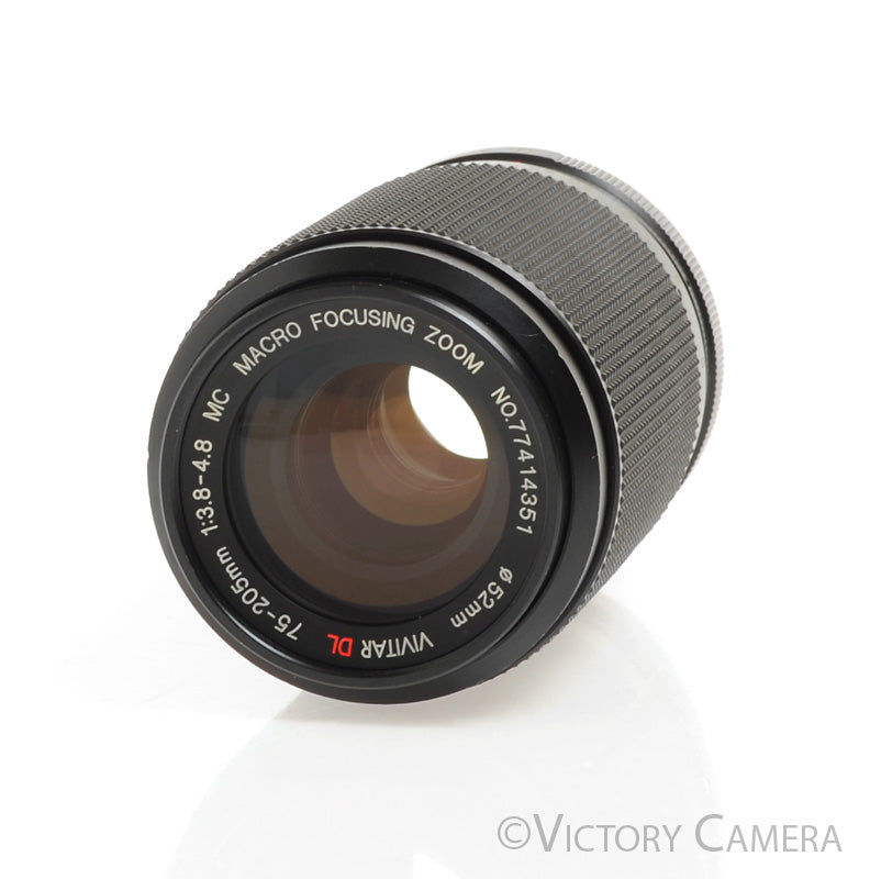 Vivitar DL 75-205mm f3.8-4.8 MC Macro Telephoto Lens for Minolta [EX+] - Victory Camera