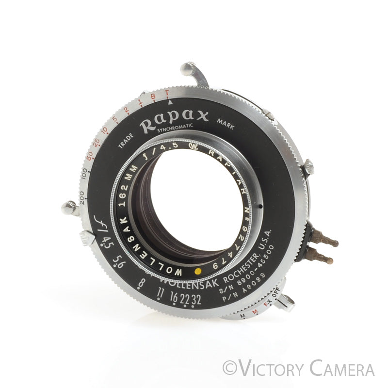 Wollensak 162mm F4.5 Raptar 4x5 View Camera Lens in Rapax Shutter [EXC] - Victory Camera